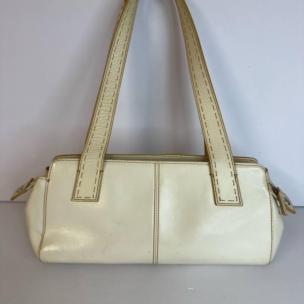 Vintage FOSSIL Cream  LEATHER Shoulder Handbag Pebbled  Boho Bag